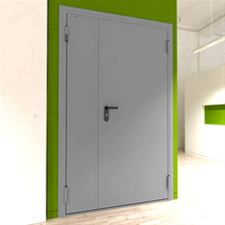 Дверь DoorHan/1150/2050/техническая/двухств/глухая/глад/глад/7035/левая/с угл. рамой